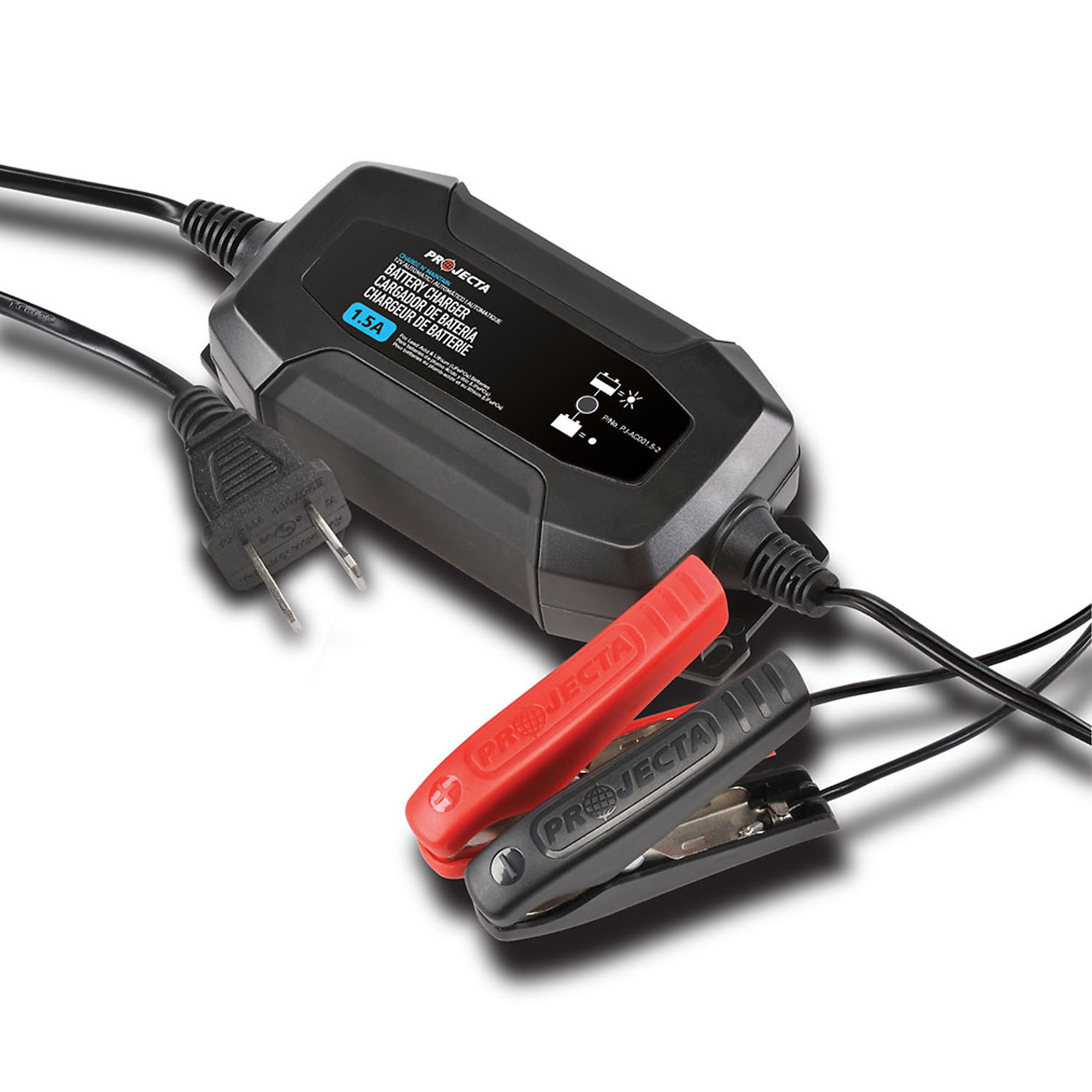 BWI Projecta, 4 Stage Automatic Battery Charger 12V 1.5A, Volts 12 Max. Amps 1.5 Model# PJ-AC015-2